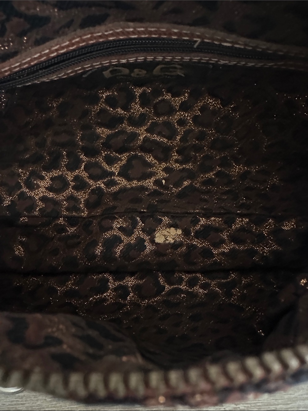 Vintage Dolce Gabana Brown Leather Bag With Leopard Print Trim - Picture 6 of 8